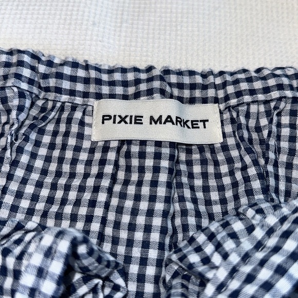 Pixie Market Gingham Check Women’s Off Shoulder Long Top Size Small - Picture 5 of 10